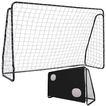 БОЛЬШИЕ МЕТАЛЛИЧЕСКИЕ ФУТБОЛЬНЫЕ ВОРОТА + СЕТКА + КОВРИК ТОЧНОСТИ 213x150 см ЧЕРНЫЙ