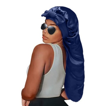 Атласная шапочка Атласная спальная шапочка, темно-синяя