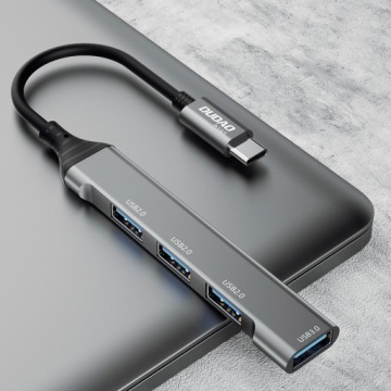 Dudao HUB 4in1 USB-C — 4x USB-A (3 x USB2.0 / USB3.0), 6,3 см, черный (A16T)