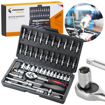 Набор инструментов, 46 предметов. Ключи. Биты. Ручки. Трещотка.