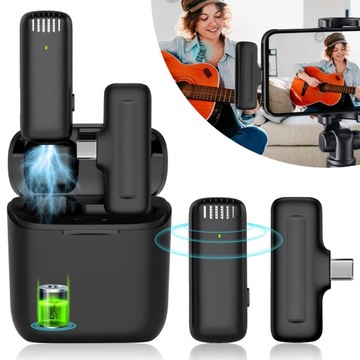 BEZPRZEWODOWY MIKROFON KRAWATOWY TYPE C POWERBANK