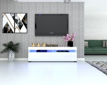 ШКАФ ДЛЯ ТВ PLAY, БЕЛЫЙ ГЛЯНЦЕВЫЙ + LED