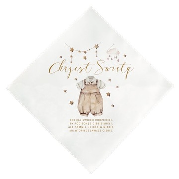 SZATKA BIAŁA Do Chrztu Św. Chłopca BOHO ROMB