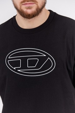 DIESEL Czarny t-shirt męski z wytłaczanym logo r S