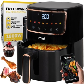 FRYTKOWNICA BEZTŁUSZCZOWA FRYTOWNICA PIEKARNIK AIR FRAYER DUŻA 1900W 4,7L