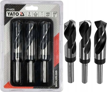 YATO ZESTAW WIERTŁA DO METALU WIERTŁO HSS 3szt 22-25MM