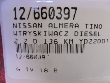 ALMERA TINO VSTŘIKOVACÍ TRYSKA 48-4391 2,2DI