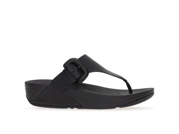 FitFlop Lulu Covered-Buckle Raw-Edge Leather Toe-Thongs HG9-001 Japonki