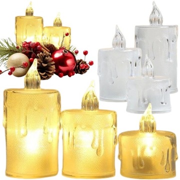 НАБОР ВСТАВКИ 3X СВЕТОДИОДНЫЕ СВЕЧИ ДВИЖУЩЕГОСЯ ПЛАМЯ ВЕЧНАЯ СВЕЧА ECO