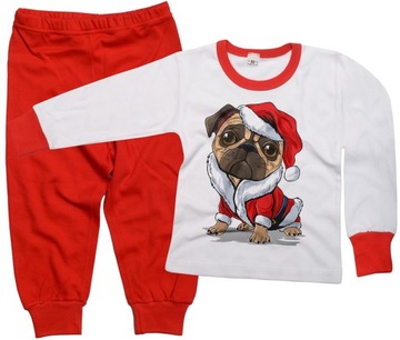 Piżama Pug pies mops w stroju Mikołaja