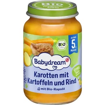 BABYDREAM BIO MARCHEWKA Z ZIEMNIAKAMI I WOŁOWINĄ 5