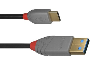Lindy 36886 USB 2.0 A-C Линейный кабель Anthra — 1 м для быстрой зарядки 2.0