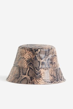 H&M kapelusz bucket hat wędkarski czapka wężowy wzór skórzany skóra print M