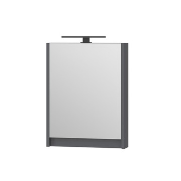 OMEBLE Szafa szafka łazienkowa wisząca z lustrem 50 cm antracyt mat. LED