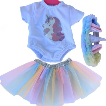 ПЛАТЬЕ ДЛЯ КУКЛЫ REIBORN С ЕДИНОРОГОМ, РОЗОВАЯ ПОВЯЗКА НА ГОЛОВУ, МАЛЫШ, БЕЛОЕ ТЕЛО