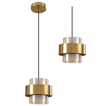 LAMPA WISZĄCA SUFITOWA BRĄZOWE SZKŁO ZŁOTA AMBER
