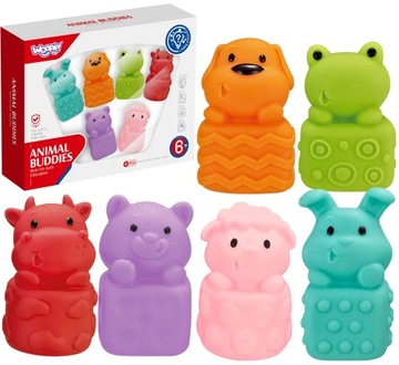 ZESTAW MIĘKKIE ZWIERZĄTKA GNIOTKI DO KĄPIELI WANNY WODY ZABAWKI FIGURKI 6SZ