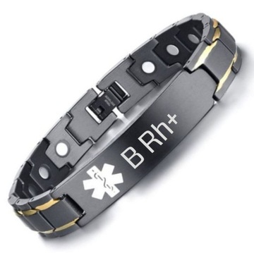 Медицинский браслет ТИП КРОВИ, Неодимовые магниты, Сталь