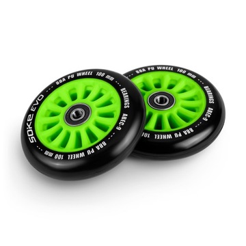 Колеса самокатные 100 мм зеленые, 2 шт.