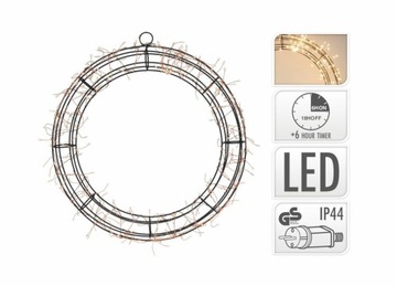 Ozdoba świąteczna 38 cm wieniec 300 LED