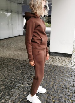 S01G ШОКОЛАДНЫЙ ТЕПЛЫЙ СПОРТИВНЫЙ КОСТЮМ С КЕНГУРУ L