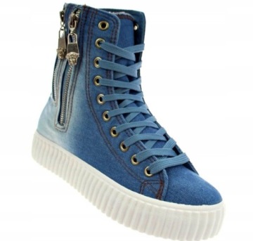 ЛЕГКИЕ ВЫСОКИЕ ДЖИНСОВЫЕ КРОССОВКИ 38 БОТИНКИ НА МОЛНИЯХ