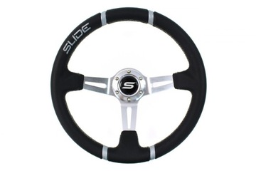 Руль SLIDE, вылет 350 мм: 90 мм, кожа серебристого цвета.