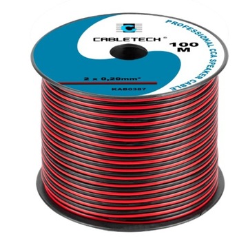 Kabel głośnikowy czarno-czerw. CCA 2x0,2mm² 100m