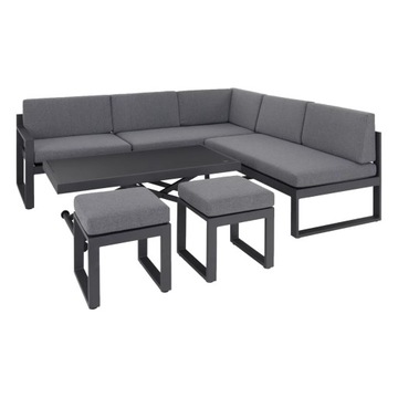 ZESTAW MEBLI ALUMINIOWYCH OGRODOWYCH ( SOFA + STOLIK ) SZARY + PODUSZKI