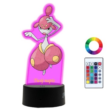 Lampka Nocna z Nadrukiem 3D LED Medicham Pokemon Anime Prezent Twój Napis
