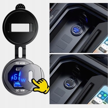 БЫСТРОЕ АВТОМОБИЛЬНОЕ ЗАРЯДНОЕ УСТРОЙСТВО QC3.0 18Вт + PD4 5Вт 12В/24В + ПРЕДОХРАНИТЕЛЬ