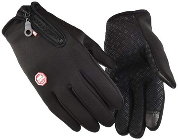 RĘKAWICE ZIMOWE RĘKAWICZKI SPORTOWE L DOTYKOWE NA ROWER UNIWERSALNE CZARNE