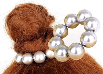 elastyczna duże perły Gumka do włosów szeroka koka