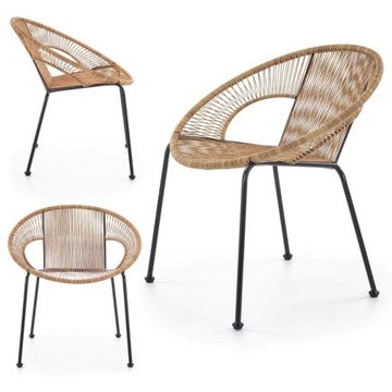 Krzesło Boho do Salonu BARI z Rattanu Naturalne
