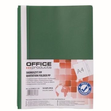 SKOROSZYT A4 PP ZIELONY (10SZT), OFFICE