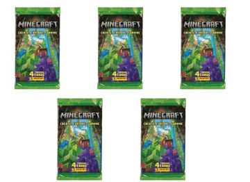 5× MINECRAFT SASZETKI KARTY PANINI CREATE EXPLORE SURVIVE DO ALBUMU MOJANG