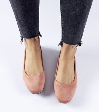 Baleriny damskie różowe zamszowe balerinki obuwie buty 27189 rozmiar 37