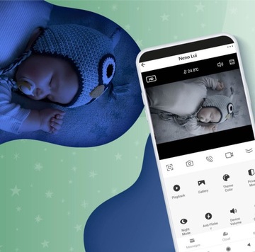 Niania elektroniczna z lampką nocną NENO Lui