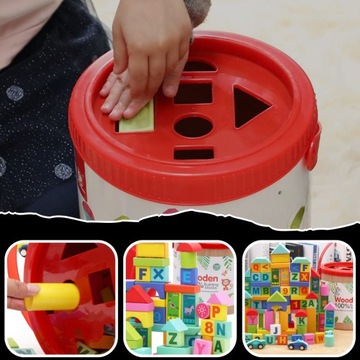 Деревянные кубики 160 шт. Конструктор образовательный большой 100 блоков 60 пазлов