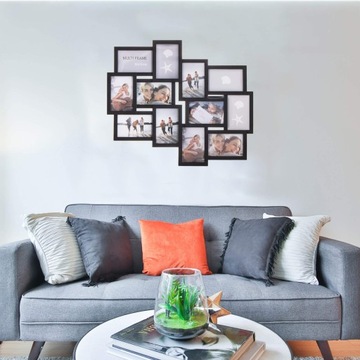 НАБОР ФОТОРАМОК ЧЕРНЫЕ МУЛЬТИРАМКИ 12 шт. ФОТОГАЛЕРЕЯ 59х50,5см