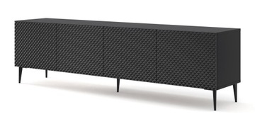Szafka RTV Ravenna C 200 cm 4D czarny poł. szpilki