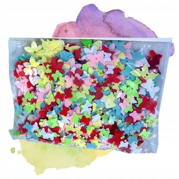 OZDOBNE KONFETTI CEKINY DO PRAC PLASTYCZNYCH KOLOR