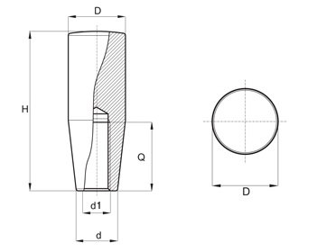 РУЧКА РУЧКА ЦИЛИНДРИЧЕСКАЯ РУЧКА M10 H60 D23