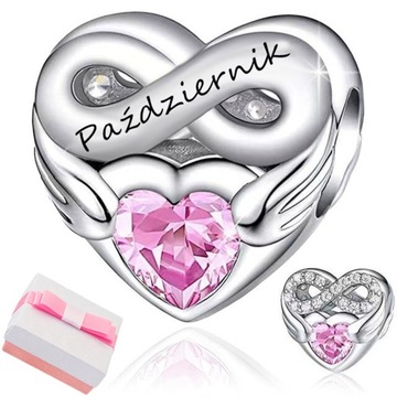 CHARMS SREBRNY MIESIĄC PAŹDZIERNIK ZAWIESZKA BEADS