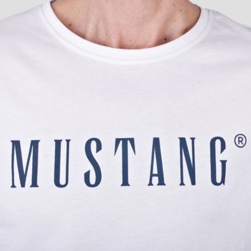 Koszulka Mustang Męska Bawełniana T-shirt z krótkim rękawem Biały r. L