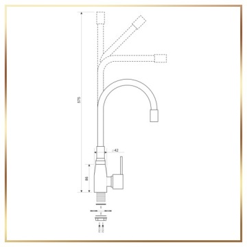 Кухонный шкаф Sonoma 60 x 50 Deante Раковина + сифон + гибкий смеситель бежевый