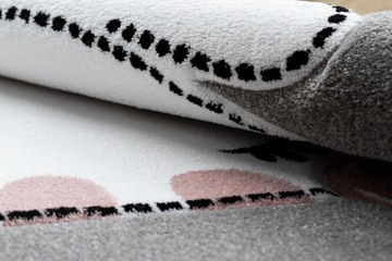 Dywan PETIT 3D 160 KITTY koło kółko kotek szaro różowy z kotkiem szary