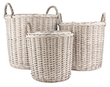 DONICA WIKLINOWA KOSZ naturalna boho szara osłonka 3 szt.