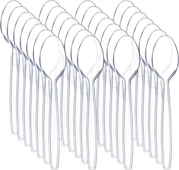 ŁYŻECZKI PLASTIKOWE plastikowe SZTUĆCE przeźroczyste 50szt