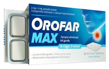 OROFAR MAX lek na gardło znieczulający 20 pastylek